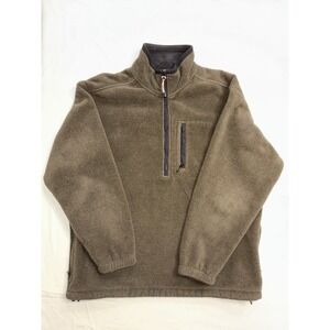 Vintage Eddie Bauer Mens L Fleece Pullover Quarter Zip Olive Outdoor Jacket